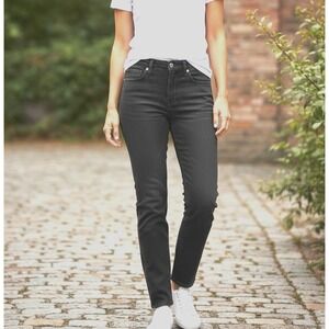 7 For All Mankind Austyn Airweft Jeans Straight Stretch Black Sz 30 (Actual 32")